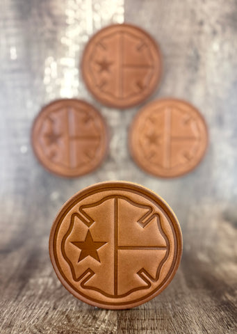 TEXAS MALTESE CROSS Leather Drink Coaster Set (Set of 4)
