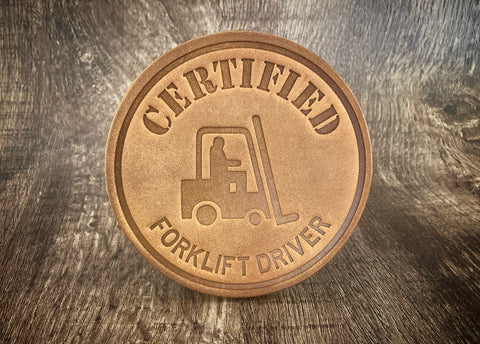 "CERTIFIED FORLIFT DRIVER" - Leather Coaster Set (Set of 4)