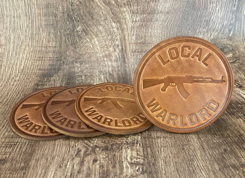 "LOCAL WARLORD (AK-47 EDITION)" - Leather Coaster Set (Set of 4)