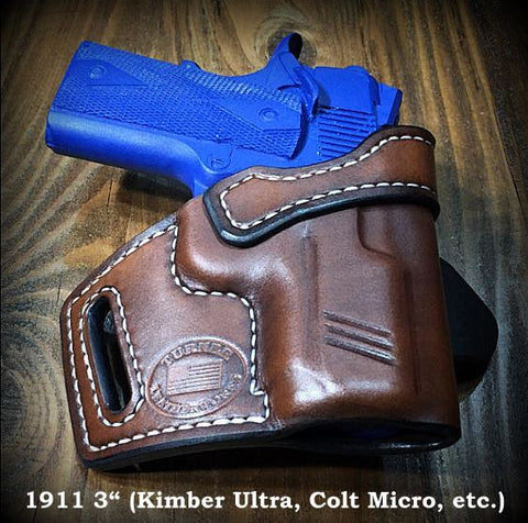 Custom Leather 3" 1911 Holster made in Texas Kimber Ultra Colt Micro Compact