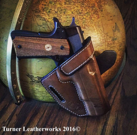 Custom Leather Holster for 1911 handgun pistol compact ultra government .45acp .45 colt kimber sig