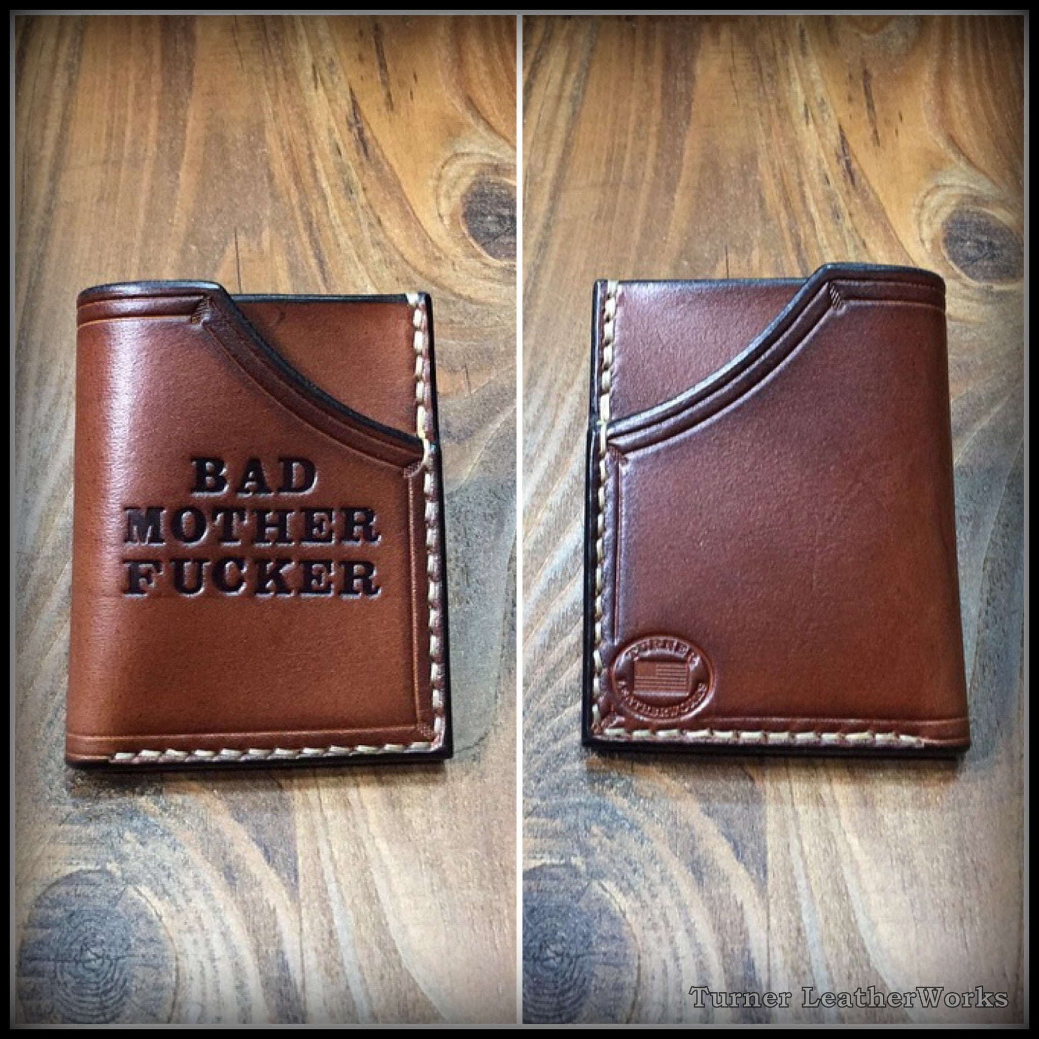Embroidered Bad Mother Fucker Leather Wallet