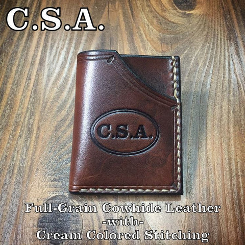 Handmade Leather Minimalist Front Pocket Wallet U.S. C.S.A. civil war