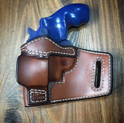 Custom Leather Holster for S&W Smith and Wesson J-Frame 5 Shot Snub Nosed Revolver 2"