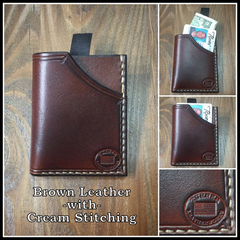 Handmade full grain cowhide Leather Minimalist Front Pocket Wallet BLACKBEARD MADE IN THE USA